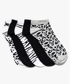 GEMO Chaussettes femme courtes à imprimé et paillettes (lot de 5) Noir