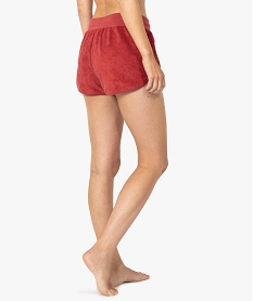 short de plage femme en maille bouclette et taille elastiquee rouge vetements de plage9029901_3