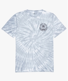 tee-shirt garcon imprime avec motif palmiers sur la poitrine bleu9030301_1