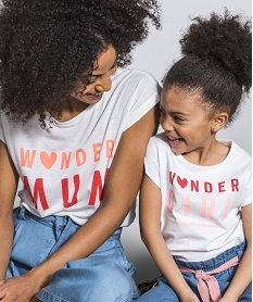 tee-shirt fille avec inscription wonder girl blanc9030401_1