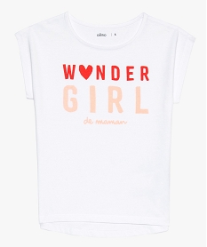tee-shirt fille avec inscription wonder girl blanc9030401_2