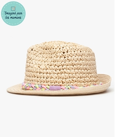 GEMO Chapeau bébé fille 100% papier pliable avec tresse fluo Beige