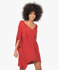 robe de plage femme en crepe fluide avec dos macrame rouge9031701_1