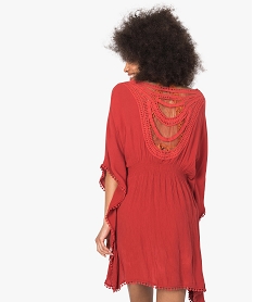 robe de plage femme en crepe fluide avec dos macrame rouge9031701_3