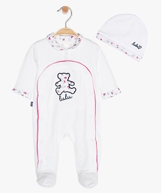 ensemble bebe fille (2 pieces)   pyjama bonnet lulu castagnette blanc9031801_1