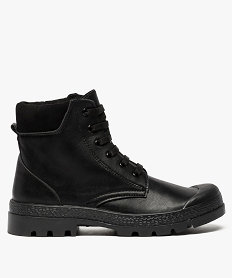 GEMO Boots femme crantés à lacets noir standard