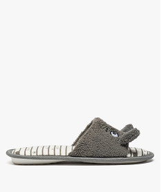 GEMO Chaussons fille façon mules ouvertes en jersey et velours Gris