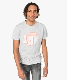 tee-shirt homme avec inscription l-a sur lavant gris9034701_1