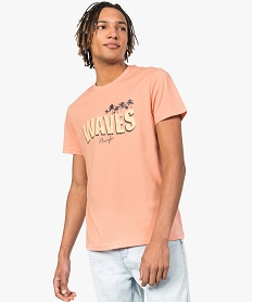 GEMO Tee-shirt homme avec inscription Waves sur lavant Orange