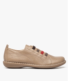 GEMO Derbies femme confort à lacets élastiques colorés Beige