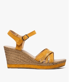 GEMO Sandales femme à brides et talon compensé jaune standard