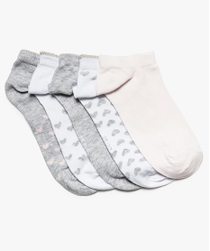 chaussettes femme courtes motifs chat et cœurs (lot de 5) gris chaussettes9035901_1