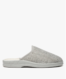 GEMO Chaussons homme forme mules en textile tissé Gris