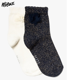 GEMO Chaussettes bébé fille en coton bio fleurs en organza (lot de 2) Bleu