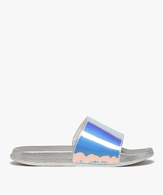 GEMO Mules de piscine fille à bandeau irisé Gris