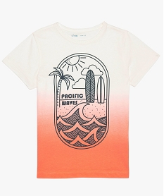 GEMO Tee-shirt garçon coloris tie and dye imprimé sur lavant orange standard