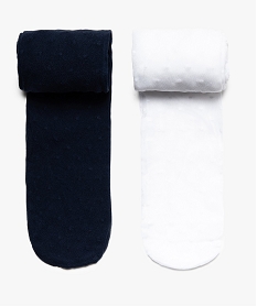 GEMO Collant fille semi-opaque en plumetis (lot de 2) Blanc