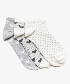 GEMO Chaussettes fille ultra-courtes avec motifs coeurs (lot de 3) Gris