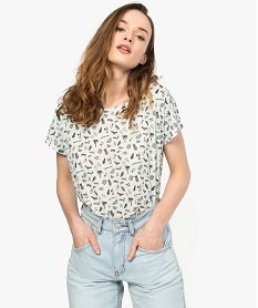 GEMO Tee-shirt femme loose imprimé Blanc