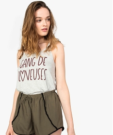 GEMO Débardeur femme en maille fluide à motifs et dos rallongé Gris