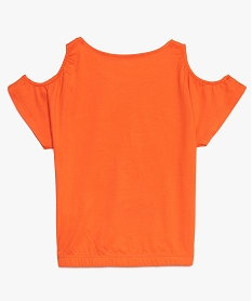 tee-shirt fille a epaules denudees et bas elastique orange9053801_2