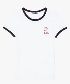 tee-shirt femme avec inscription et finitions bicolores blanc9055301_4