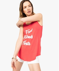GEMO Débardeur femme avec motif sur lavant et dos croisé rouge standard