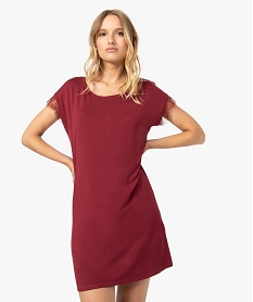 GEMO Chemise de nuit manches courtes Rouge