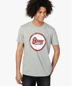 GEMO Tee-shirt homme avec large inscription sur lavant - Bowie Gris