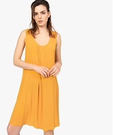 GEMO Robe femme sans manches en crêpe avec dos en crochet jaune vif
