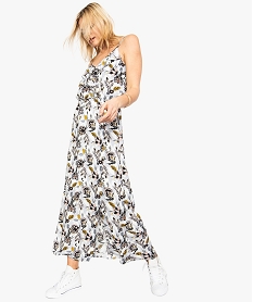 GEMO Robe longue femme à motifs fleuris et fines bretelles Imprimé