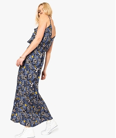 GEMO Robe longue femme à motifs fleuris et fines bretelles orange vif