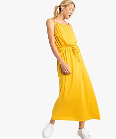 GEMO Robe femme longueur cheville avec bretelles tressées Jaune