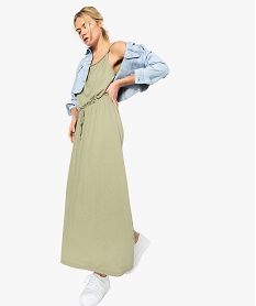 GEMO Robe femme longueur cheville avec bretelles tressées dore