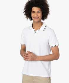 polo homme a manches courtes en maille nid dabeille blanc polos9059301_1