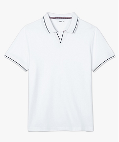 polo homme a manches courtes en maille nid dabeille blanc polos9059301_2