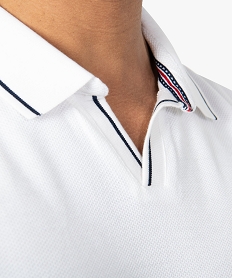 polo homme a manches courtes en maille nid dabeille blanc9059301_3