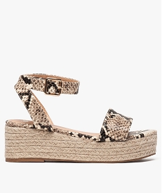 GEMO Sandales femme aspect python et semelle plateforme Beige