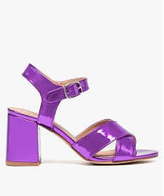 GEMO Sandales femme à talon en matière brillante Violet