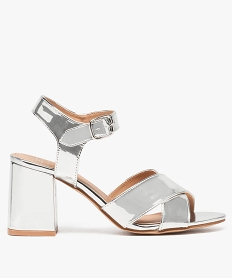 GEMO Sandales femme à talon en matière brillante Gris