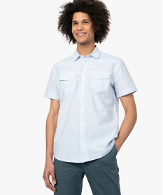 chemise homme a manches courtes avec deux poches poitrine bleu chemise manches courtes9069001_1