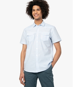 chemise homme a manches courtes avec deux poches poitrine bleu9069001_1