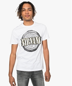 GEMO Tee-shirt homme avec motif Nirvana sur lavant Blanc
