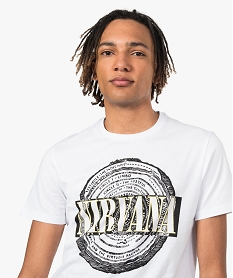 tee-shirt homme avec motif nirvana sur lavant blanc9069201_2