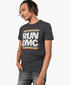 GEMO Tee-shirt homme avec inscription Run Dmc sur lavant Gris