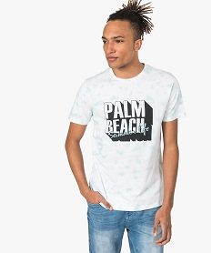 GEMO Tee-shirt homme imprimé avec inscription Palm Beach Bleu