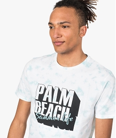 tee-shirt homme imprime avec inscription palm beach bleu tee-shirts9069401_2