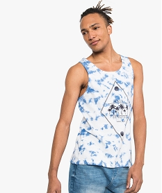 GEMO Débardeur homme imprimé avec motif palmier Bleu