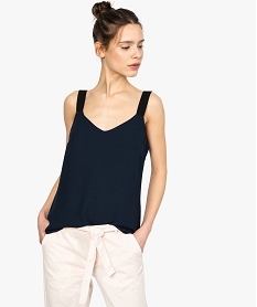 GEMO Tunique femme en voile souple et fluide à larges bretelles bleu standard