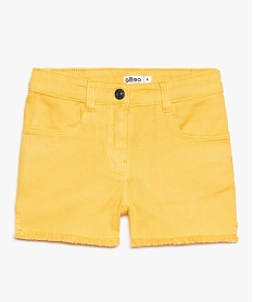 short fille en toile au coloris uni et finitions franges jaune9070901_1